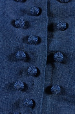 Lot 164 - A sapphire blue challis day dress, mid 1850s,...