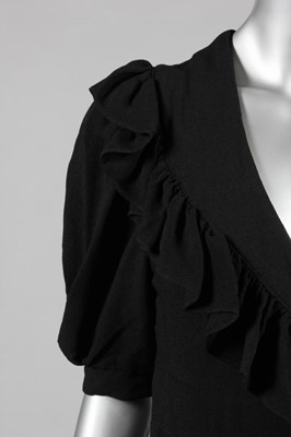 Lot 196 - An Ossie Clark black moss crepe dress, mid...