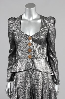 Lot 197 - A Biba silver cloque evening suit, mid 1970s,...