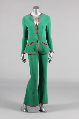 Lot 198 - An Ossie Clark green moss crepe `Judy' trouser...