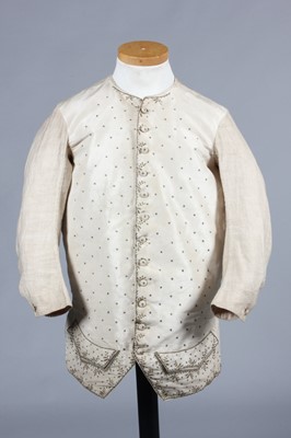 Lot 207 - An embroidered sleeved waistcoat, circa 1770,...