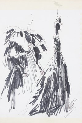 Lot 212 - Fashion sketches of Balenciaga models,...