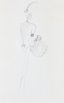 Lot 212 - Fashion sketches of Balenciaga models,...