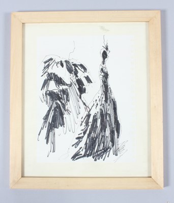 Lot 212 - Fashion sketches of Balenciaga models,...