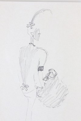 Lot 212 - Fashion sketches of Balenciaga models,...