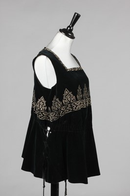 Lot 216 - An embroidered midnight-blue velvet tunic,...