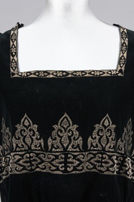 Lot 216 - An embroidered midnight-blue velvet tunic,...