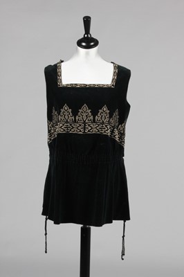 Lot 216 - An embroidered midnight-blue velvet tunic,...