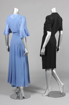 Lot 217 - A blue crepe-georgette bias cut evening...