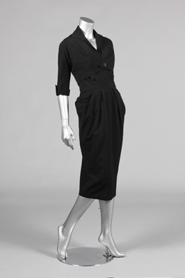 Lot 218 - A Dior-style black wool dinner dress, early...