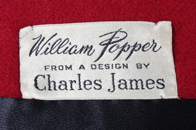Lot 119 - A Charles James for William Popper red wool...