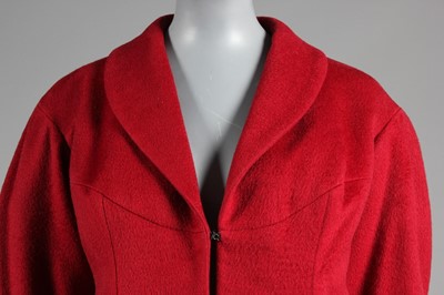 Lot 79 - A Charles James for William Popper red wool...