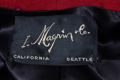 Lot 119 - A Charles James for William Popper red wool...