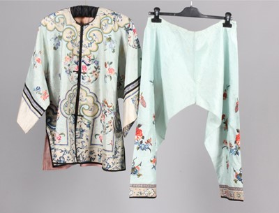 Lot 262 - A copper-brown satin embroidered dragon robe,...