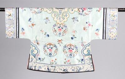 Lot 262 - A copper-brown satin embroidered dragon robe,...