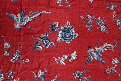 Lot 263 - A red damask wall hanging, Chinese, circa 1900,...