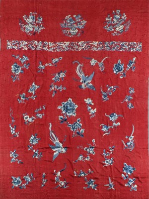 Lot 263 - A red damask wall hanging, Chinese, circa 1900,...