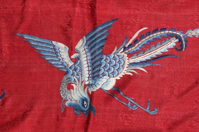 Lot 263 - A red damask wall hanging, Chinese, circa 1900,...