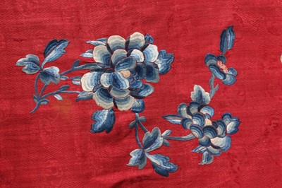 Lot 263 - A red damask wall hanging, Chinese, circa 1900,...