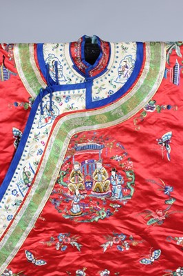 Lot 264 - A fine embroidered red satin marriage robe,...