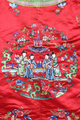 Lot 264 - A fine embroidered red satin marriage robe,...