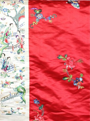 Lot 264 - A fine embroidered red satin marriage robe,...