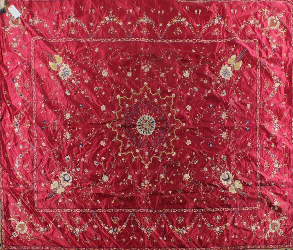 Lot 269 - An embroidered coverlet, Chinese for the...