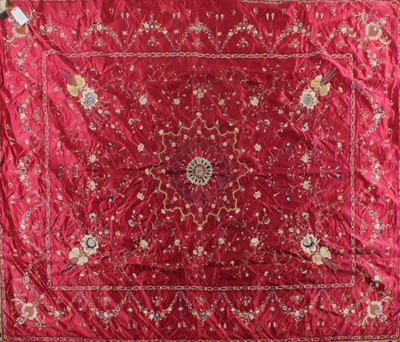 Lot 269 - An embroidered coverlet, Chinese for the...