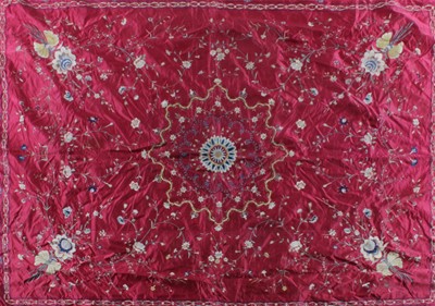 Lot 269 - An embroidered coverlet, Chinese for the...