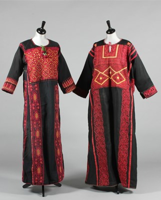 Lot 367 - Two embroidered Palestinian robes, 1960s, both...