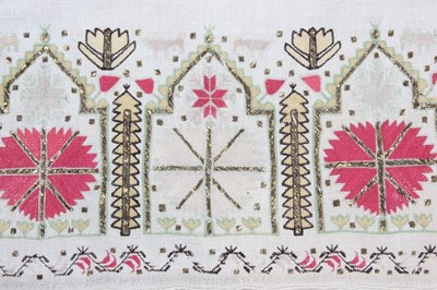 Lot 296 - An embroidered towel or sash, Ottoman, circa...