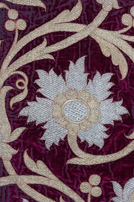 Lot 311 - A fine and important embroidered purple velvet...