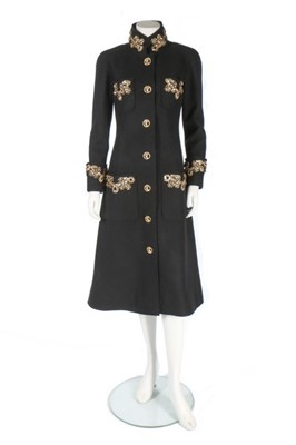 Lot 30 - A good Chanel black wool coat with gilt...