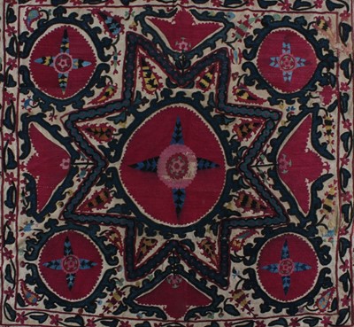 Lot 318 - An embroidered suzani, Bokharan, circa 1900,...