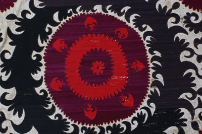 Lot 320 - A large embroidered suzani, Tashkent, early...