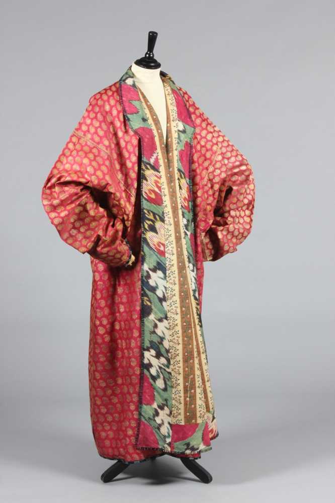 Lot 331 - A brocaded satin man's robe, Uzbek, early