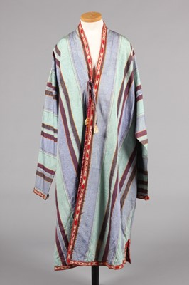 Lot 334 - Three striped silk chapan robes, Uzbek, early...