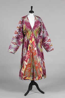 Lot 342 - A woman's ikat moire silk/cotton padded chapan,...