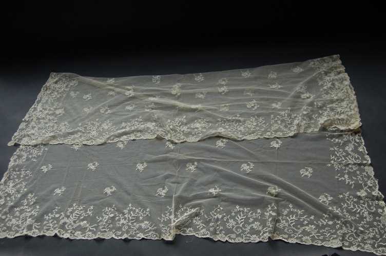 Lot 393 - A Limerick tambour worked bridal veil and...
