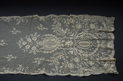 Lot 393 - A Limerick tambour worked bridal veil and...
