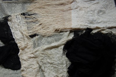Lot 393 - A Limerick tambour worked bridal veil and...
