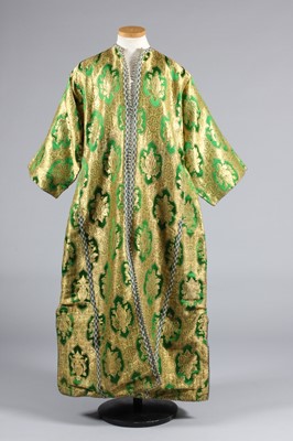 Lot 274 - A brocaded green satin man's robe, Moroccan,...