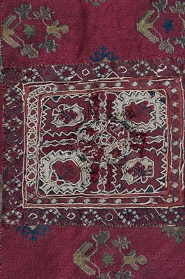 Lot 276 - An embroidered composite panel, probably Fez,...