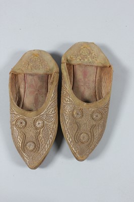 Lot 278 - Five pairs of metal thread embroidered...