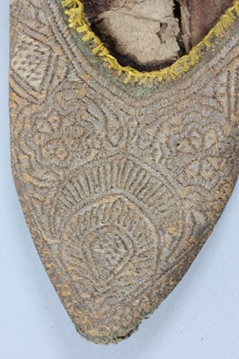 Lot 278 - Five pairs of metal thread embroidered...