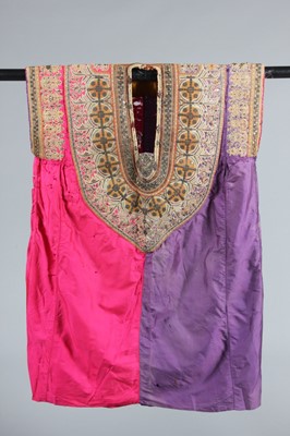 Lot 280 - An embroidered pink and purple silk tunic,...