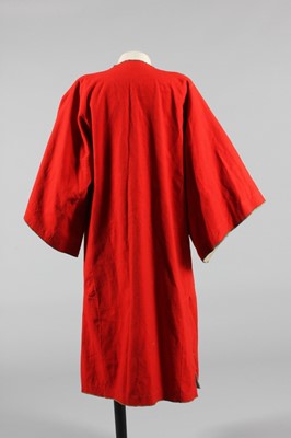 Lot 282 - A scarlet felted wool man's robe, Moroccan,...