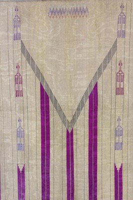 Lot 361 - A fine magenta and gold thread woven aba robe,...