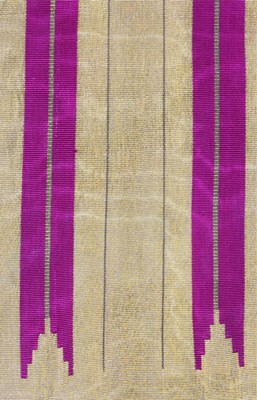 Lot 361 - A fine magenta and gold thread woven aba robe,...