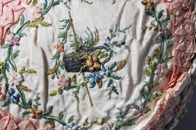 Lot 151 - Two silk baby bonnets, French, late 18th...